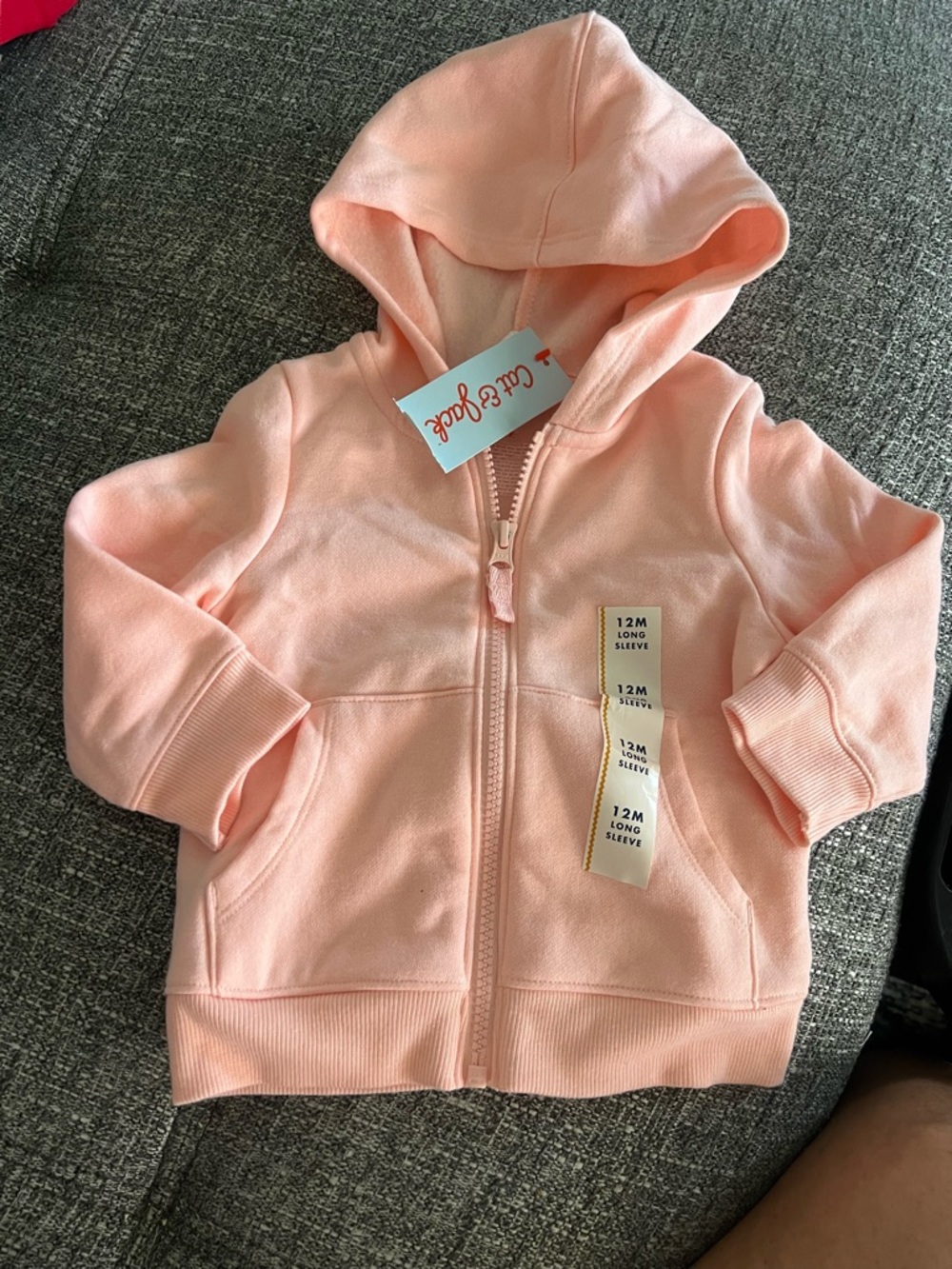 Cat & Jack Peach Hooded Zip-Up Sweatshirt